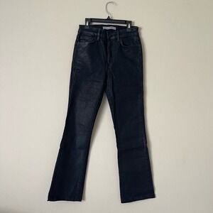Joes Jeans Pants Womens 26 Black Denim Bootcut HighRise Coated Chic Trendy